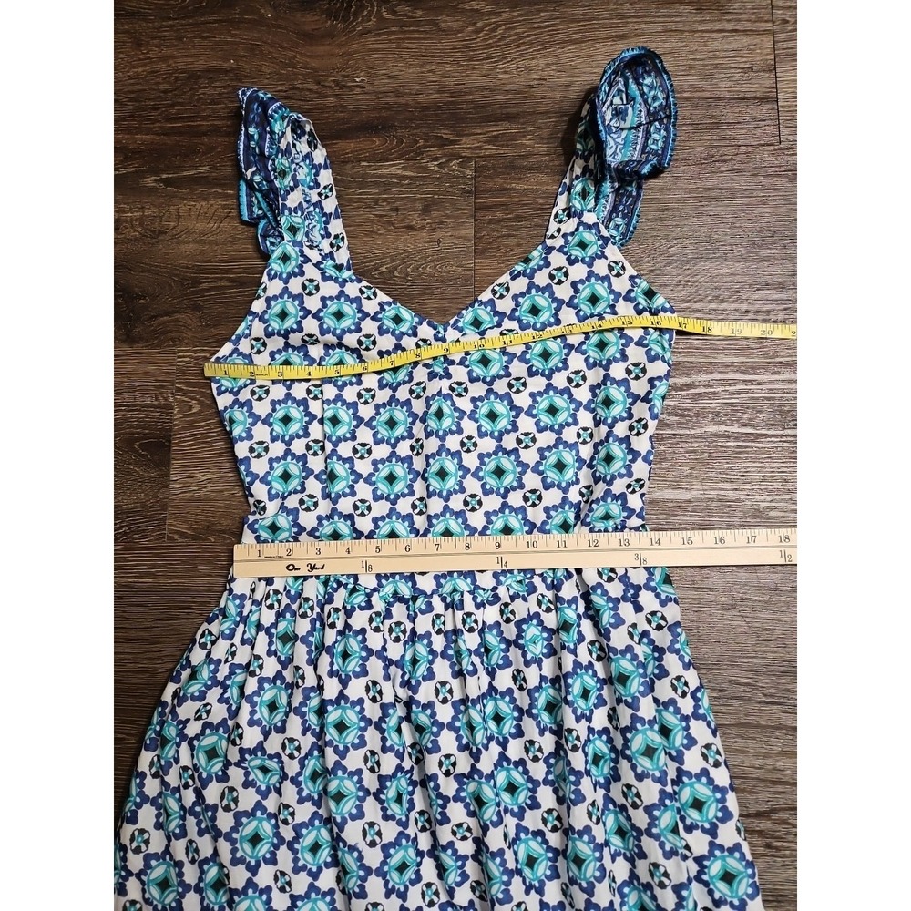 Lucky‎ Brand Women's Cotton Printed Blue & Black V-neck Sleeveless Maxi Dress - Picture 5 of 9